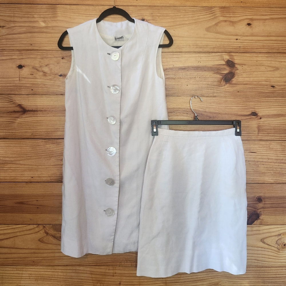 Vintage Ivory IRISH LINEN 2 piece suit By Margaret's Of Lubbock S
